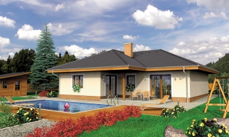 L-shaped family house with basement 